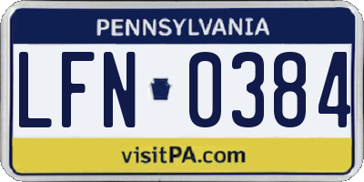 PA license plate LFN0384