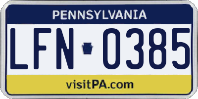 PA license plate LFN0385