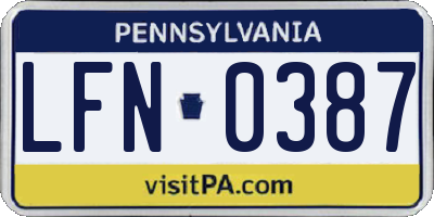 PA license plate LFN0387