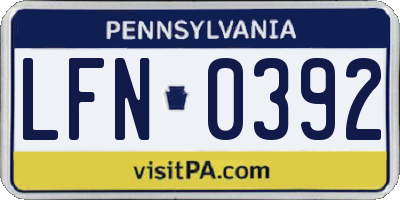 PA license plate LFN0392