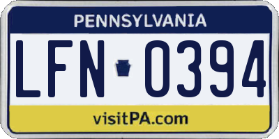 PA license plate LFN0394