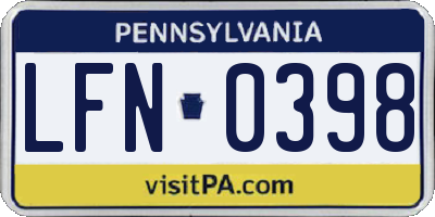 PA license plate LFN0398