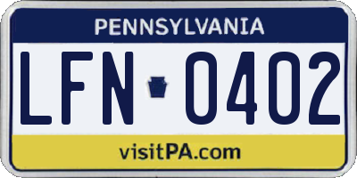 PA license plate LFN0402