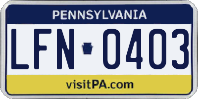 PA license plate LFN0403