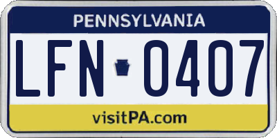 PA license plate LFN0407