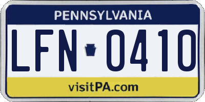 PA license plate LFN0410
