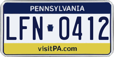 PA license plate LFN0412