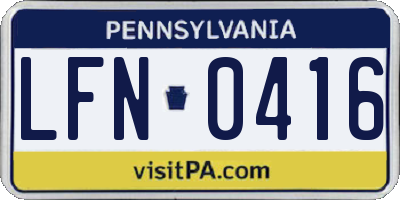 PA license plate LFN0416
