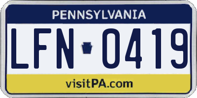 PA license plate LFN0419