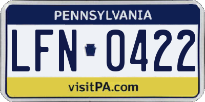 PA license plate LFN0422