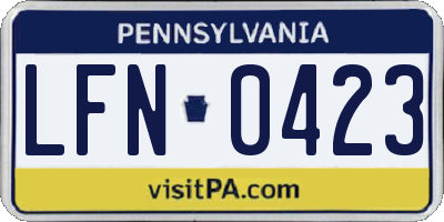 PA license plate LFN0423