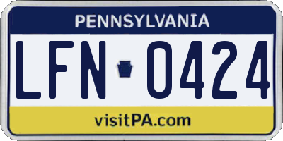 PA license plate LFN0424