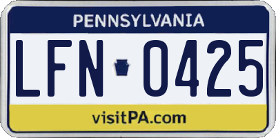 PA license plate LFN0425