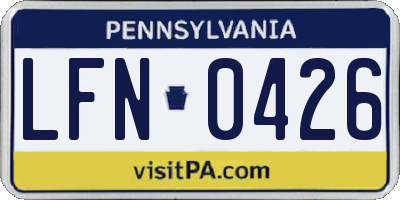 PA license plate LFN0426