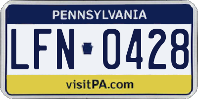 PA license plate LFN0428