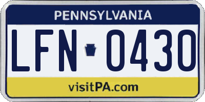 PA license plate LFN0430
