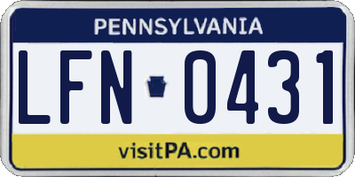 PA license plate LFN0431