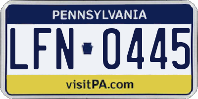 PA license plate LFN0445