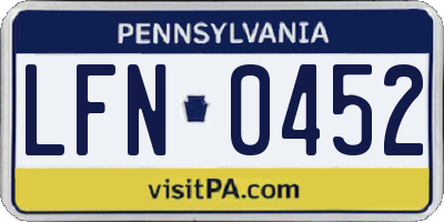 PA license plate LFN0452
