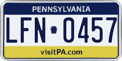 PA license plate LFN0457