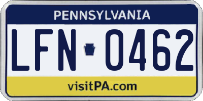 PA license plate LFN0462