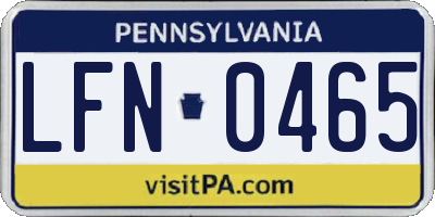 PA license plate LFN0465