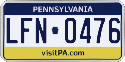 PA license plate LFN0476