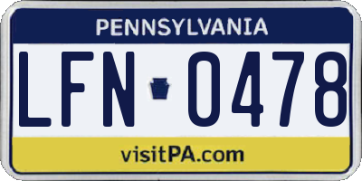 PA license plate LFN0478