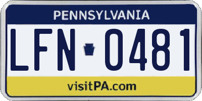PA license plate LFN0481