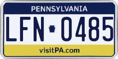 PA license plate LFN0485