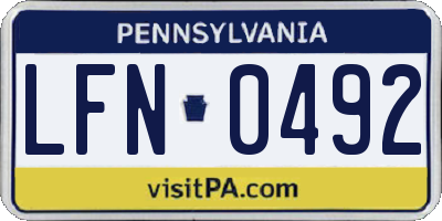 PA license plate LFN0492