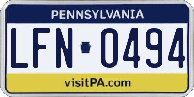 PA license plate LFN0494