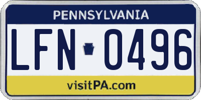 PA license plate LFN0496