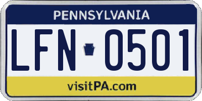 PA license plate LFN0501