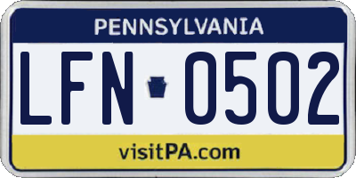 PA license plate LFN0502