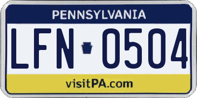 PA license plate LFN0504