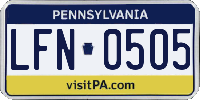 PA license plate LFN0505
