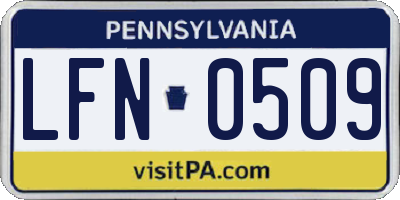 PA license plate LFN0509