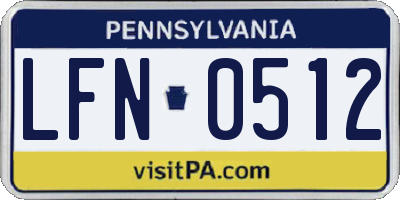 PA license plate LFN0512