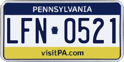 PA license plate LFN0521