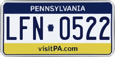 PA license plate LFN0522