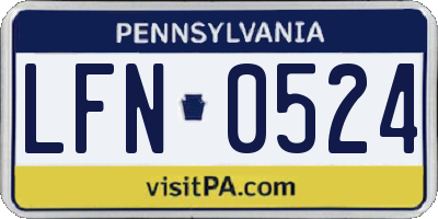 PA license plate LFN0524