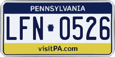 PA license plate LFN0526