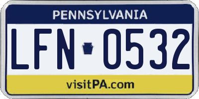PA license plate LFN0532