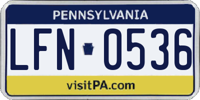 PA license plate LFN0536