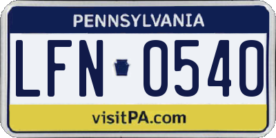PA license plate LFN0540