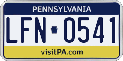 PA license plate LFN0541