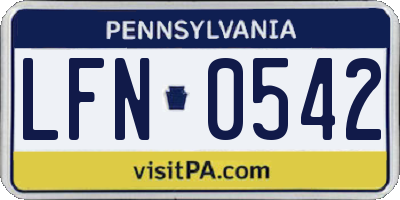 PA license plate LFN0542