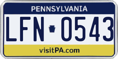 PA license plate LFN0543
