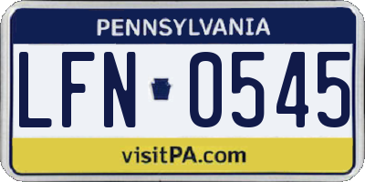PA license plate LFN0545